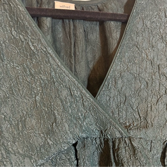 ARITZIA WILFRED PEPLUM BLOUSE IN DARK GREEN CROSSOVER FRONT SIZE SMALL - Picture 7 of 14